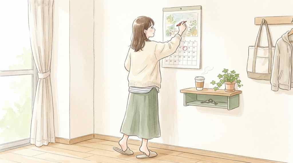 ヤクルト情報漏洩の続報の時期を日付で数える女性のイラスト