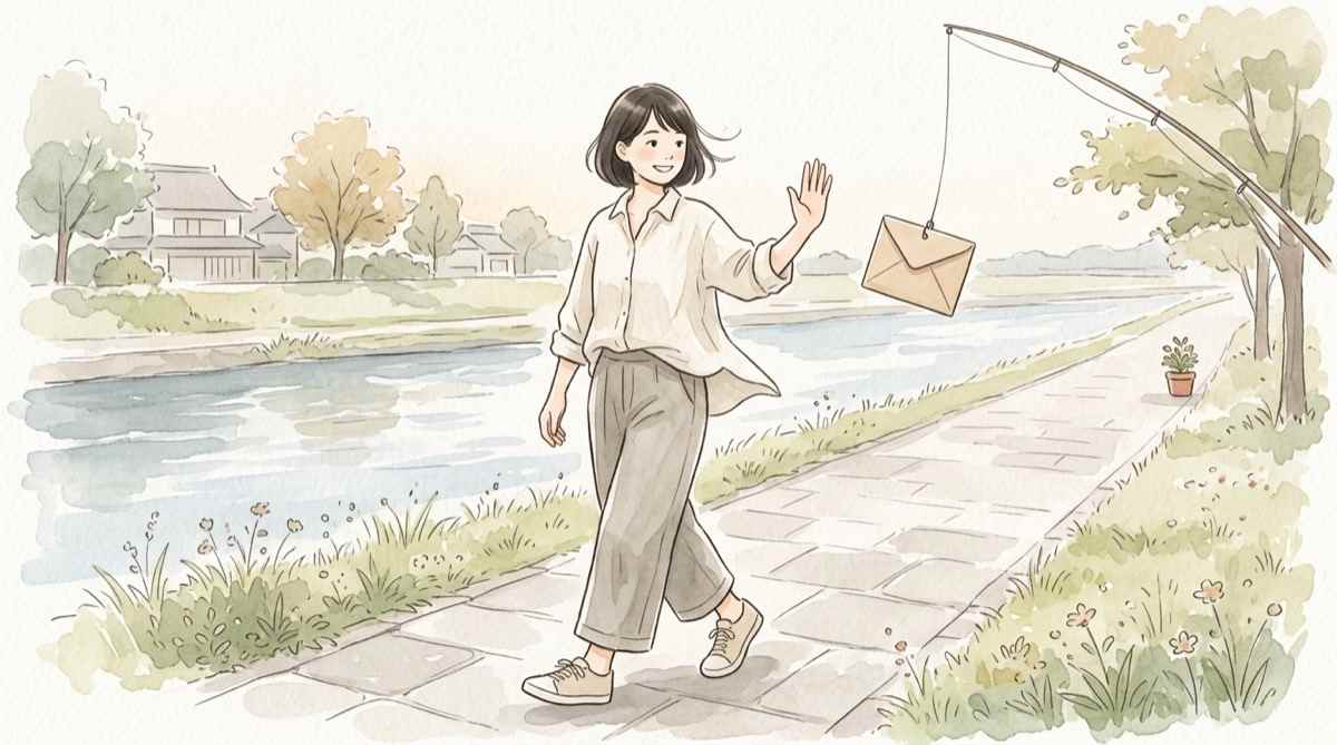 不審なメールのリンクは開かず、公式サイトを自分で開いて確かめる女性