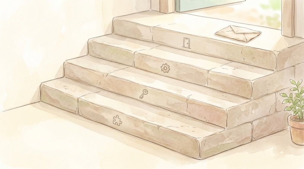 ユミルリンク不正アクセスの侵入から出力までの4段階を示す水彩イラスト