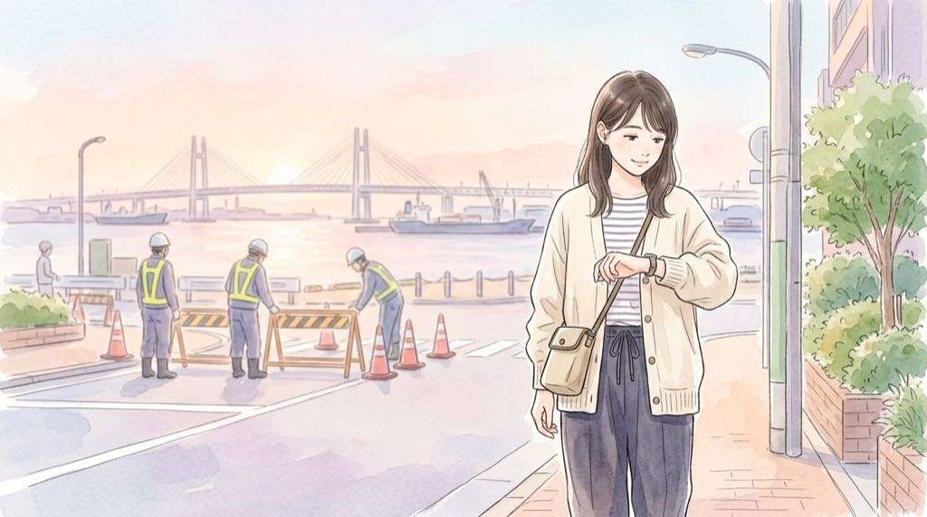 横浜マラソン2026交通規制は何時から始まる?朝の横浜の通行止めのイメージ